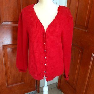 Hunters Run Vintage school Sweater Deep V- Neck Knite Red Cardigan